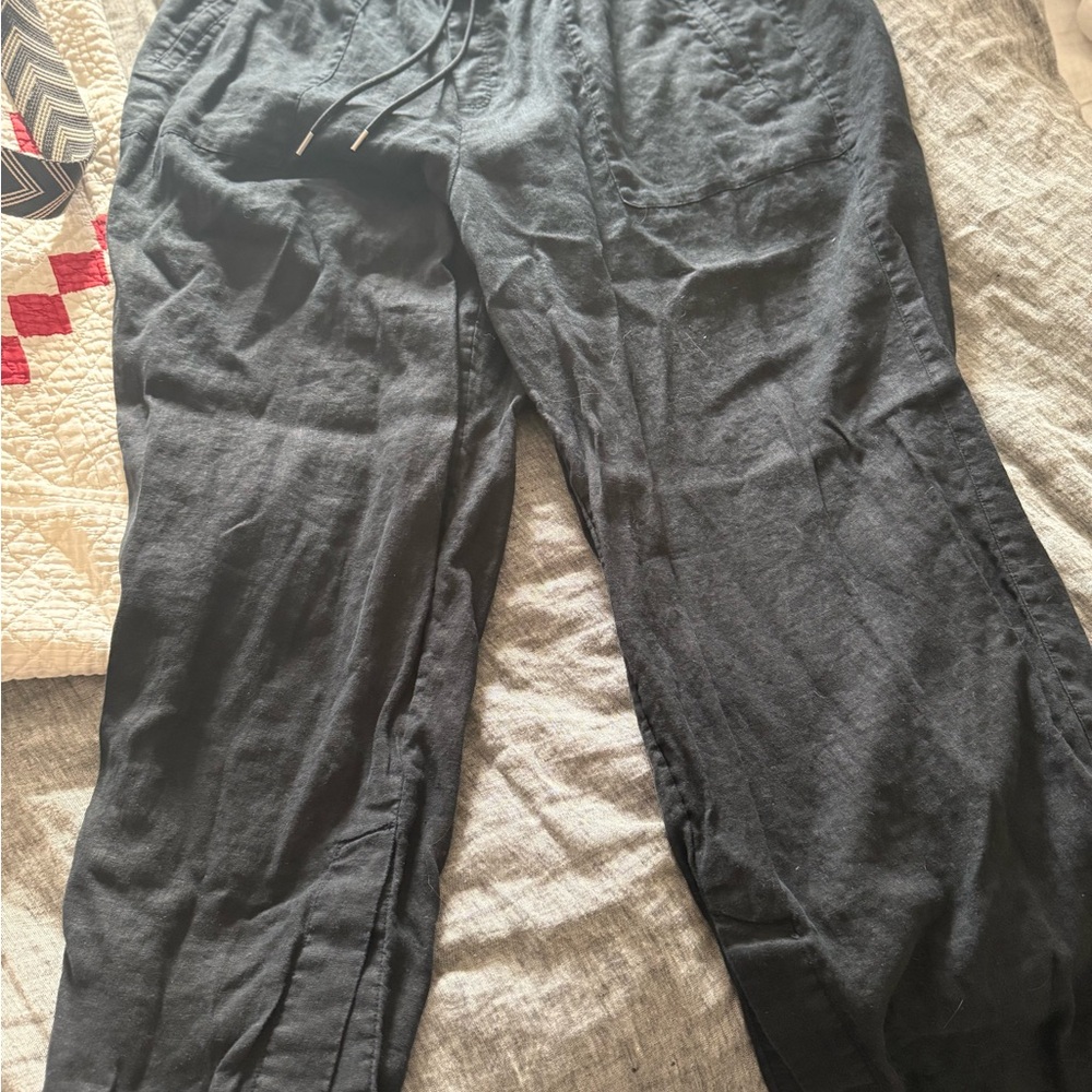 Athleta Women's Black Wide Leg Linen Pants